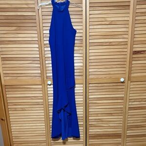 Elegant Blue Halter Maxi Dress